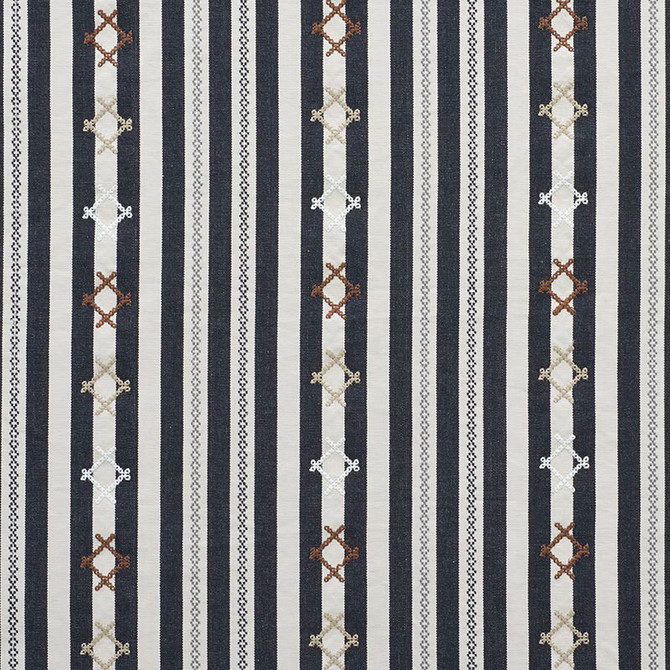 Schumacher Fabric Rhodes Stripe Black 74461 Primitive-Beauty 88% Cotton, 12% Polyester Martindale 18,000 Horizontal: 6.625 and Vertical: 7.625 54.25 - My Fabric Connection -