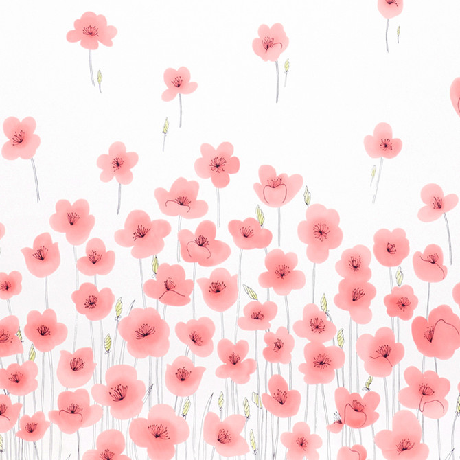 Schumacher Fabric Wild Poppies Pink 178391 Vera-Neumann 100% Cotton - Horizontal: 54 and Vertical: 144 54 - My Fabric Connection -
