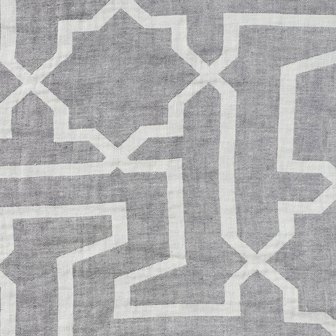 Schumacher Fabric Arabesque Maze Sheer Grey 75870 Patterned-Sheers-Casements 100% Linen - Horizontal: 14.875 and Vertical: 17.75 116.5 - My Fabric Connection -
