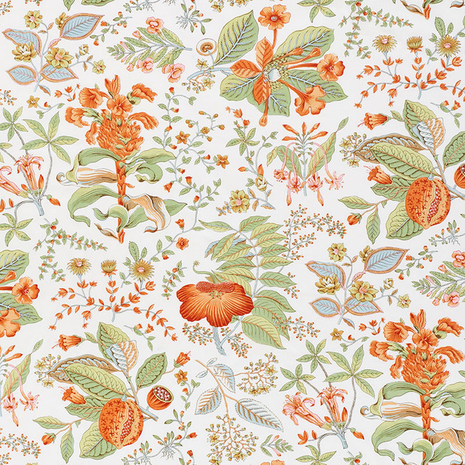 Schumacher Fabric Pomegranate Botanical Orange 178122 SCHUMACHER CLASSICS See Sample THAILAND - </p><p>Repeat: Horizontal: 18" (46CM) and Vertical: 27" (69CM) 53" (135CM) - My Fabric Connection -