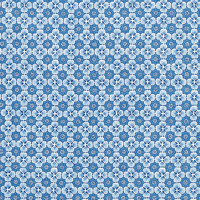 Schumacher Fabric Palisades Floret Indigo 177600 Mark-D-Sikes 100% Linen Wyzenbeek 15,000 Horizontal: 1 and Vertical: 1 53 - My Fabric Connection -