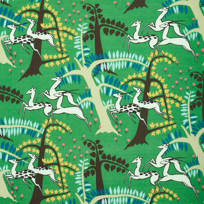 Schumacher Fabric Antelopes Jade 177570 Fashion Forward 26.5" - My Fabric Connection -