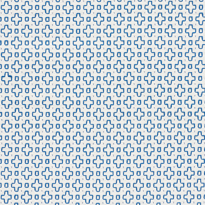 Schumacher Fabric Scout Embroidery Blue 73560 Happy-Together 100% Cotton - Horizontal: 1.25 and Vertical: 1.5 54.5 - My Fabric Connection -