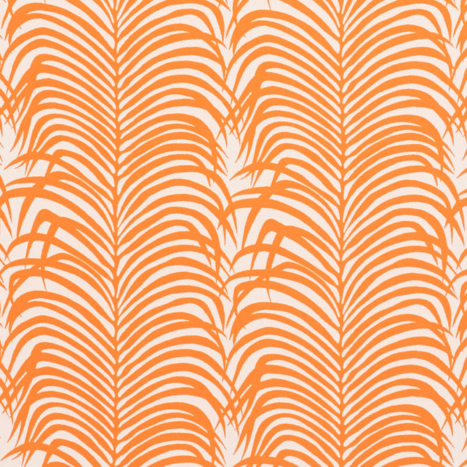 Schumacher Fabric Zebra Palm Indoor/Outdoor Orange 73172 INDOOR/OUTDOOR II: PRINTS & WOVENS See Sample UNITED STATES OF AMERICA HEAVY DUTY </p><p>Repeat: Horizontal: 13 3/4" (35CM) and Vertical: 17 1/2" (44CM) 54 1/2" (138CM) - My Fabric Connection -