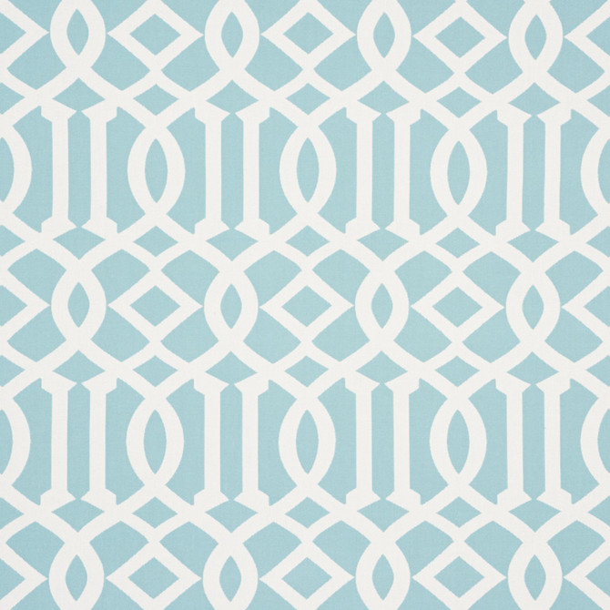 Schumacher Fabric Imperial Trellis Indoor/Outdoor Aqua 73161 Indooroutdoor-Ii-Prints-Wovens 100% Polyester Wyzenbeek 30,000 Horizontal: 7 and Vertical: 12.25 54.75 - My Fabric Connection -