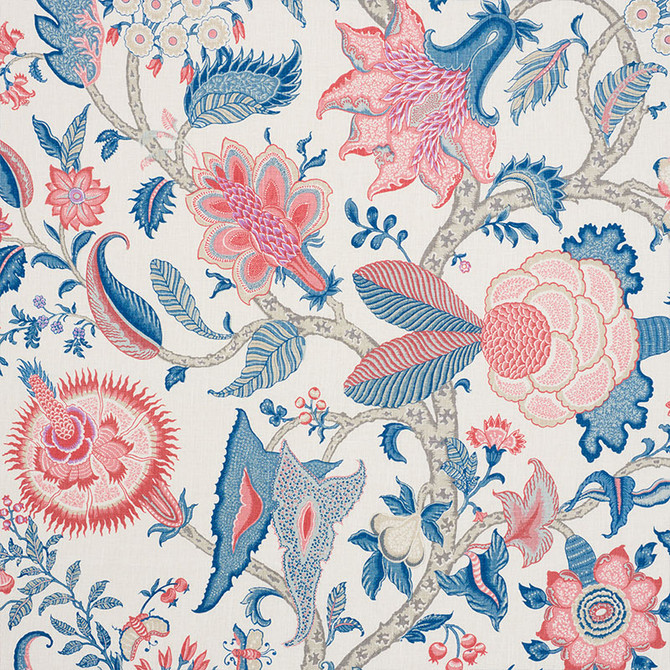 Schumacher Fabric Arborvitae Rose & Delft 177370 SCHUMACHER CLASSICS See Sample THAILAND - </p><p>Repeat: Horizontal: 54" (137CM) and Vertical: 47 1/4" (120CM) 54" (137CM) - My Fabric Connection -