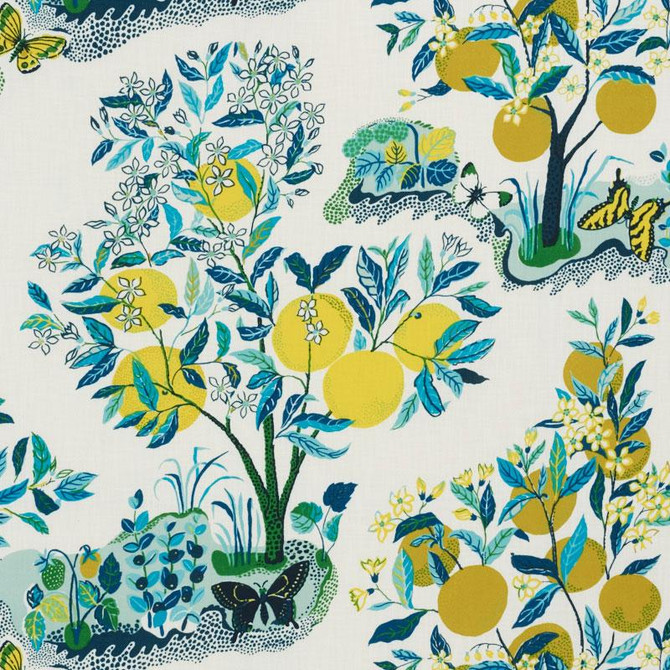 Schumacher Fabric Citrus Garden Indoor/Outdoor Pool 177331 Indoor/Outdoor: Prints & Wovens 52.5" - My Fabric Connection -