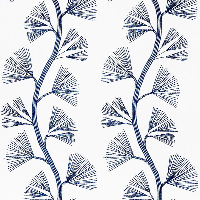 Schumacher Fabric Ginkgo Embroidery Marine 73081 ORIENT EXPRESS COTTON 42% LINEN 34% INDIA MARTINDALE 19,000 </p><p>Repeat: Horizontal: 18" (46CM) and Vertical: 30 1/2" (77CM) 58 - My Fabric Connection -