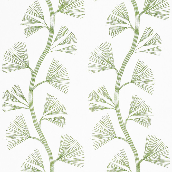 Schumacher Fabric Ginkgo Embroidery Leaf 73080 Orient-Express 42% Cotton, 34% Linen, 24% Rayon Martindale 19,000 Horizontal: 18 and Vertical: 30.5 58 - My Fabric Connection -