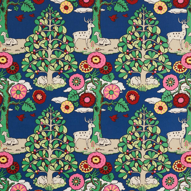 Schumacher Fabric Fantasy Forest Blue & Multi 176970 Once Upon A Time 18.0" - My Fabric Connection -