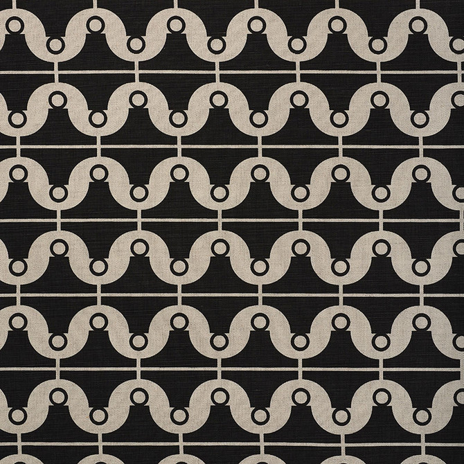 Schumacher Fabric London Bridge Black & Natural 177132 PRINTS BY STUDIO BON See Sample BELGIUM MEDIUM </p><p>Repeat: Horizontal: 3 1/2" (9CM) and Vertical: 6 1/2" (17CM) 54" (137CM) - My Fabric Connection -