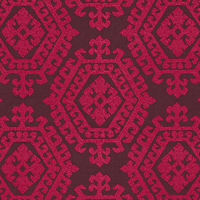 Schumacher Fabric Omar Embroidery Berry 71943 CARAVANNE POLYESTER 46% LINEN 28% INDIA MARTINDALE 50,000 </p><p>Repeat: Horizontal: 16 3/4" (43CM) and Vertical: 14 3/4" (37CM) 51 - My Fabric Connection -