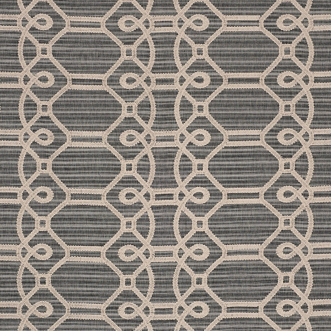 Schumacher Fabric Ziz Embroidery Coal 71931 Caravanne 77% Cotton, 23% Polyester Martindale 25,000 Horizontal: 17.5 and Vertical: 6.25 53.25 - My Fabric Connection -