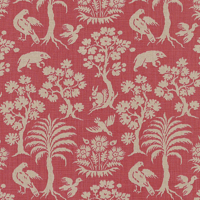 Schumacher Fabric Woodland Silhouette Rhubarb 176171 SCHUMACHER CLASSICS LINEN 100% PERU WYZENBEEK 30,000 </p><p>Repeat: Horizontal: 13 1/2" (34CM) and Vertical: 18" (44CM) 54 - My Fabric Connection -
