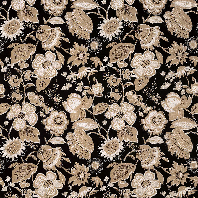 Schumacher Fabric Tikki Garden Lava Black 176010 MARY MCDONALD COTTON 100% FRANCE </p><p>Repeat: Horizontal: 26 1/2" (67CM) and Vertical: 31 3/4" (81CM) 53.875 - My Fabric Connection -