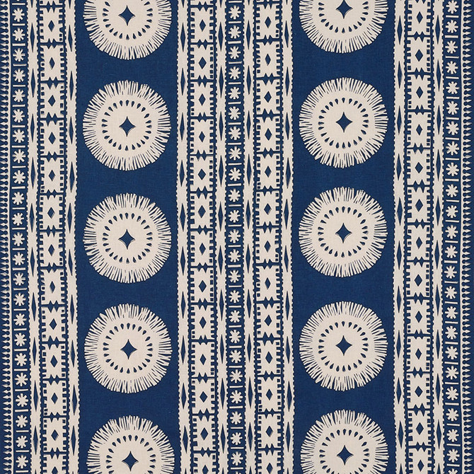 Schumacher Fabric Bora Bora Print Marine 175841 MARY MCDONALD See Sample INDIA - </p><p>Repeat: Horizontal: 52" (132CM) and Vertical: 24 1/2" (62CM) 52 3/8" WIDE (133 CM) - My Fabric Connection -