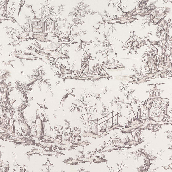 Schumacher Fabric Shengyou Toile Driftwood 175802 SCHUMACHER CLASSICS LINEN 57% COTTON 43% FRANCE </p><p>Repeat: Horizontal: 44" (112CM) and Vertical: 47" (119CM) 44 - My Fabric Connection -