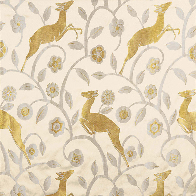 Schumacher Fabric Les Gazelles Au Bois Ecru 68911 125TH ANNIVERSARY See Sample ITALY - </p><p>Repeat: Horizontal: 25 5/8" (65CM) and Vertical: 38 5/8" (98CM) 55" (140CM) - My Fabric Connection -