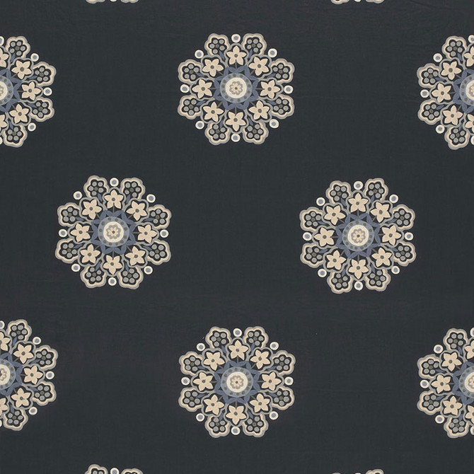 Schumacher Fabric Chennai Linen Embroidery Midnight 66820 CLASSIC WOVENS See Sample INDIA . </p><p>Repeat: Horizontal: 12 7/8" (33CM) and Vertical: 31 1/2" (80CM) 51 5/8" WIDE (131CM) - My Fabric Connection -