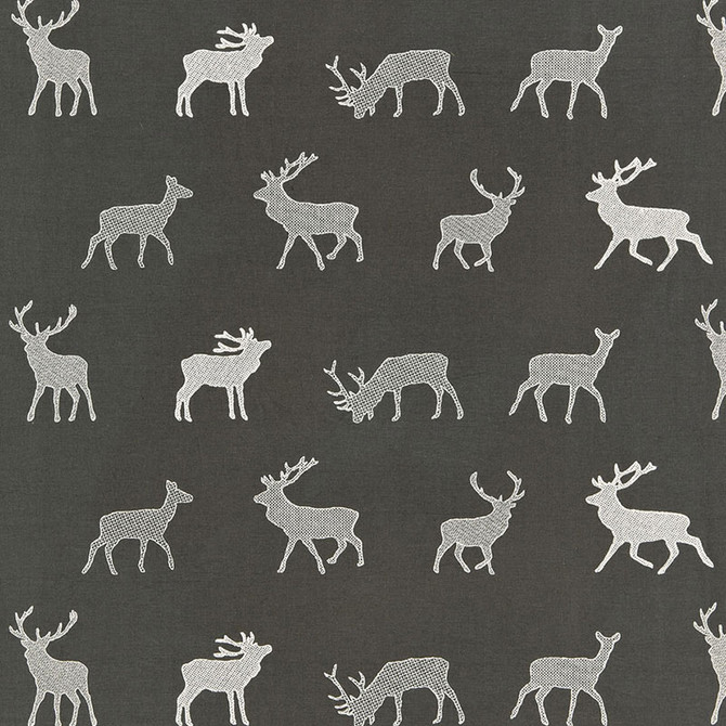 Schumacher Fabric Caribou Embroidery Charcoal 67160 LUXE LODGE See Sample INDIA . </p><p>Repeat: Horizontal: 25 3/8" (64CM) and Vertical: 11 1/4" (29CM) 51" WIDE (130CM) - My Fabric Connection -