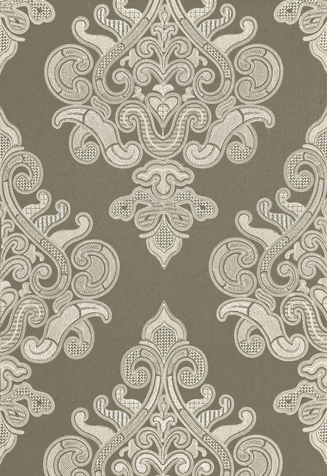 Schumacher Fabric Angkor Embroidery Peat 67580 Au-Naturel 60% Linen, 36% Viscose, 4% Spun Martindale 8,000 Horizontal: 12.875 and Vertical: 30.25 51.375 - My Fabric Connection -