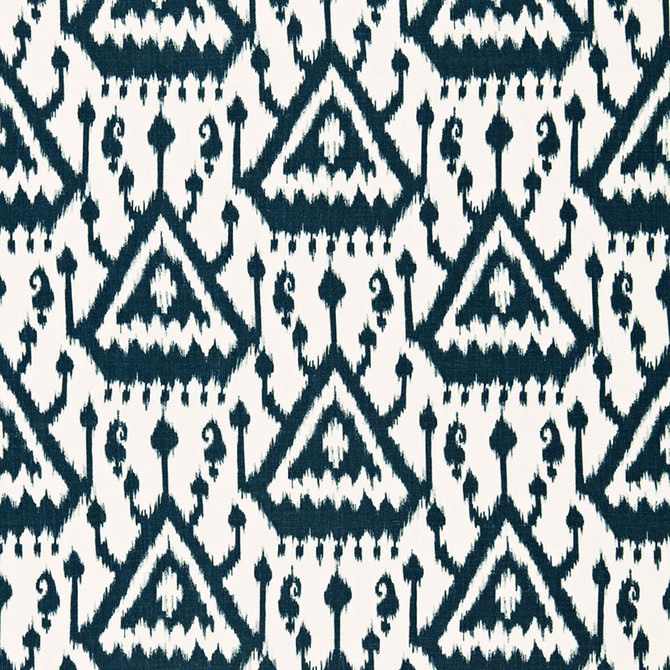 Schumacher Fabric Vientiane Ikat Indigo 175022 PRINT HAPPY LINEN 100% UNITED KINGDOM </p><p>Repeat: Horizontal: 6 3/4" (17CM) and Vertical: 12 5/8" (32CM) 54 - My Fabric Connection -