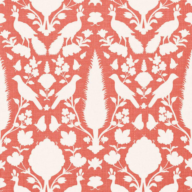 Schumacher Fabric Chenonceau Coral 173564 Exuberant Prints 13.5" - My Fabric Connection -