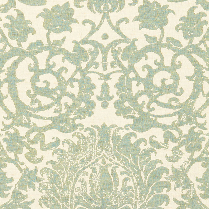 Schumacher Fabric Arezzo Linen Damask Aquamarine 66360 PALAZZO See Sample ITALY MEDIUM DUTY </p><p>Repeat: Horizontal: 25 1/2" (65CM) and Vertical: 30" (76CM) 51" WIDE (130CM) - My Fabric Connection -