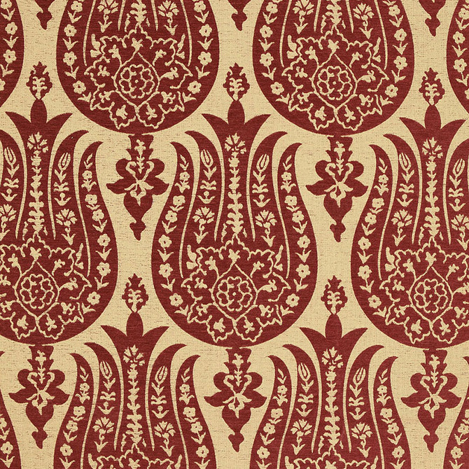 Schumacher Fabric Izmir Chenille Red Earth 65862 CHROMA COTTON 64% RAYON 23% UNITED STATES OF AMERICA WYZENBEEK 51,000 </p><p>Repeat: Horizontal: 6 3/4" (17CM) and Vertical: 29 1/2" (75CM) 52.625 - My Fabric Connection -