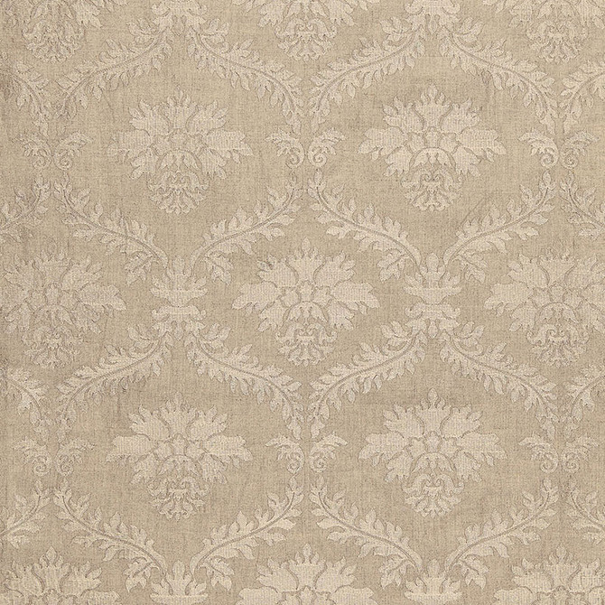 Schumacher Fabric Valbonne Linen Embroidery Greige 65340 AU NATUREL See Sample INDIA . </p><p>Repeat: Horizontal: 10" (25CM) and Vertical: 12 3/8" (31CM) 51 1/2" WIDE (131CM) - My Fabric Connection -