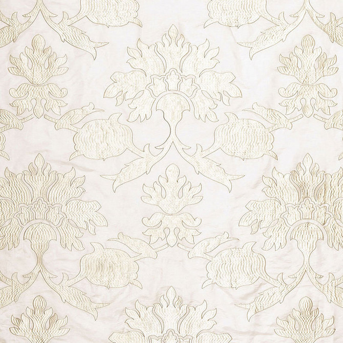 Schumacher Fabric Roussillon Embroidery Chalk 65291 AU NATUREL See Sample INDIA . </p><p>Repeat: Horizontal: 12 3/4" (32CM) and Vertical: 25 1/2" (65CM) 51 1/2" WIDE (131CM) - My Fabric Connection -