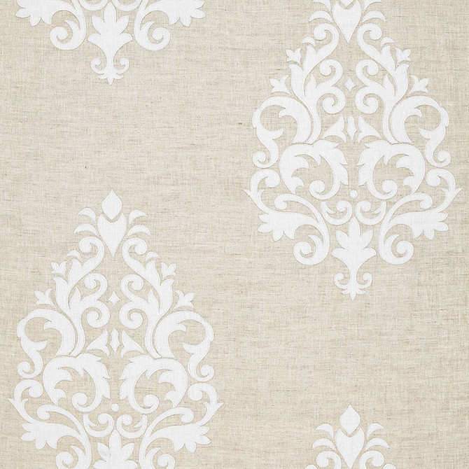 Schumacher Fabric Belfort Linen Applique Linen 65100 ESSENTIALS: SHEERS & CASEMENTS II LINEN 100% INDIA WYZENBEEK 3,000 </p><p>Repeat: Horizontal: 12 1/2" (32CM) and Vertical: 22 1/2" (57CM) 52 - My Fabric Connection -