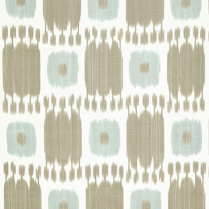 Schumacher Fabric Kandira Greige 174401 IKAT COLLECTION See Sample FRANCE . </p><p>Repeat: Horizontal: 9" (23CM) and Vertical: 29 1/2" (75CM) 53" WIDE (135CM) - My Fabric Connection -