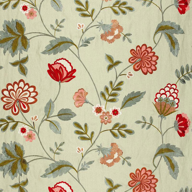Schumacher Fabric Palampore Embroidery Celadon 64843 Perennial Favorites 50.25" - My Fabric Connection -