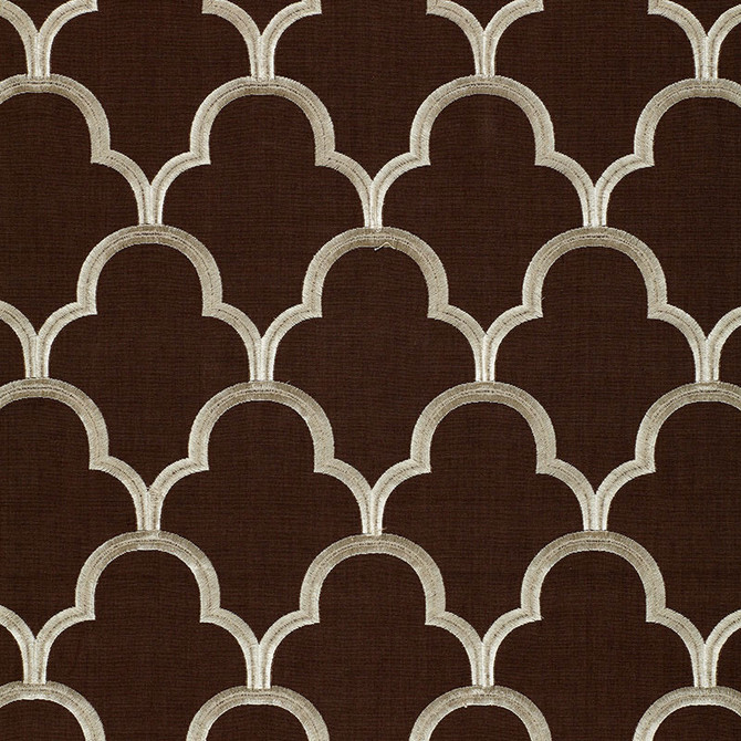 Schumacher Fabric Scallop Embroidery Espresso 64322 GLAMOUR COTTON 75% VISCOSE 25% INDIA MARTINDALE 5,600 </p><p>Repeat: Horizontal: 5 1/2" (14CM) and Vertical: 7 1/2" (19CM) 49.875 - My Fabric Connection -