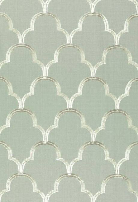Schumacher Fabric Scallop Embroidery Mineral 64320 Modern-Glamour 75% Cotton, 25% Viscose Martindale 5,600 Horizontal: 5.5 and Vertical: 7.5 49.875 - My Fabric Connection -