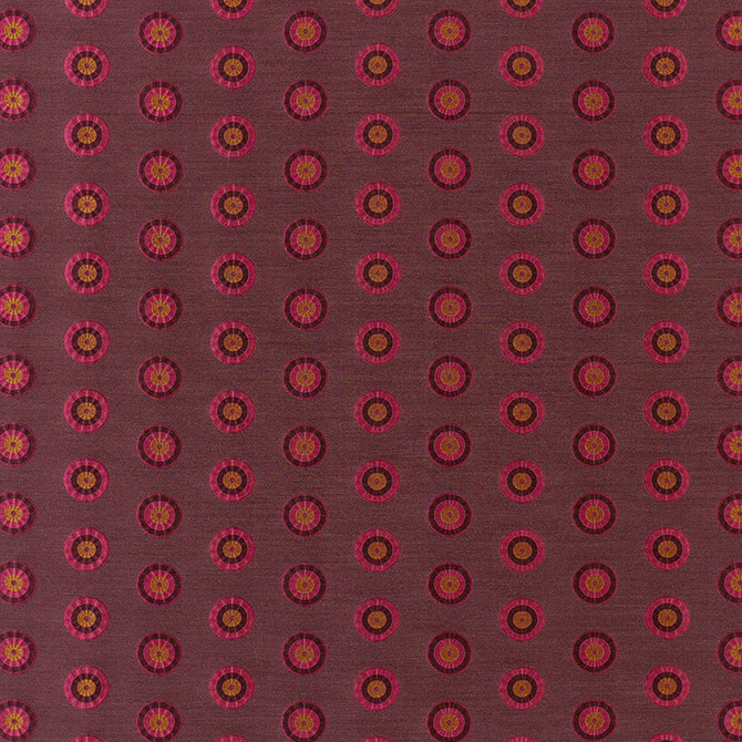 Schumacher Fabric Shibori Circle Claret & Berry 62240 MODERN WOVENS SILK 100% INDIA </p><p>Repeat: Horizontal: 4 3/8" (11CM) and Vertical: 2 1/8" (5CM) 52.875 - My Fabric Connection -