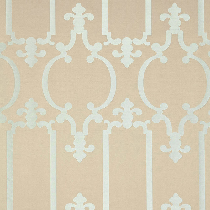 Schumacher Fabric Ornamental Silk Silvered Aqua 55860 MODERN GLAMOUR SILK 73% COTTON 27% INDIA </p><p>Repeat: Horizontal: 13 7/8" (35CM) and Vertical: 26 7/8" (68CM) 55.5 - My Fabric Connection -