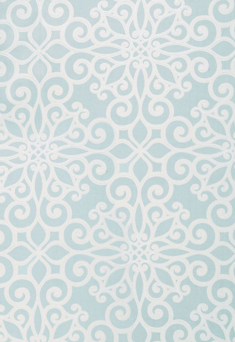 Schumacher Fabric Rosegate Embroidered Print Aquamarine 174560 COLLECTION-NAME-TBA-174560 63% Linen, 37% Cotton - Horizontal: 27 and Vertical: 26 54 - My Fabric Connection -