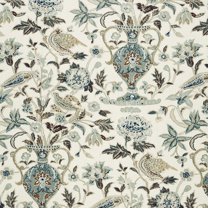 Schumacher Fabric Camberwell Vase Print Mineral 174551 SCHUMACHER CLASSICS LINEN 100% UNITED KINGDOM </p><p>Repeat: Horizontal: 13 1/2" (34CM) and Vertical: 39 1/2" (100CM) 54 - My Fabric Connection -