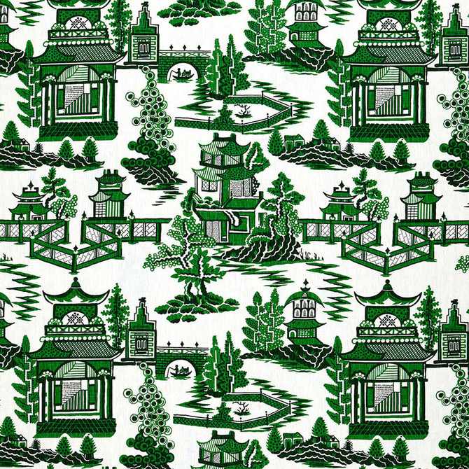 Schumacher Fabric Nanjing Jade 174432 PRINT HAPPY LINEN 100% UNITED STATES OF AMERICA </p><p>Repeat: Horizontal: 27" (69CM) and Vertical: 25 1/4" (64CM) 54 - My Fabric Connection -