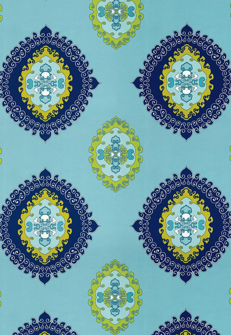 Schumacher Fabric Super Paradise Print Pool 174320 Trina-Turk 100% Acrylic Wyzenbeek 15,000 Horizontal: 27 and Vertical: 27 54 - My Fabric Connection -