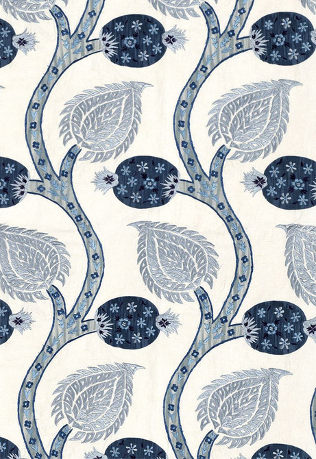 Schumacher Fabric Nurata Embroidery Lapis 174181 COLLECTION-NAME-TBA-174180 65% Rayon, 21% Linen, 14% Cotton - Horizontal: 10.75 and Vertical: 21.625 53.75 - My Fabric Connection -