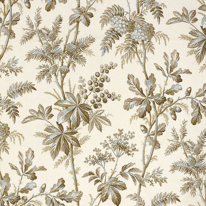 Schumacher Fabric Brantwood Vine Mineral 174111 PERENNIAL FAVORITES LINEN 100% BELGIUM </p><p>Repeat: Horizontal: 18" (46CM) and Vertical: 25 1/4" (64CM) 54 - My Fabric Connection -