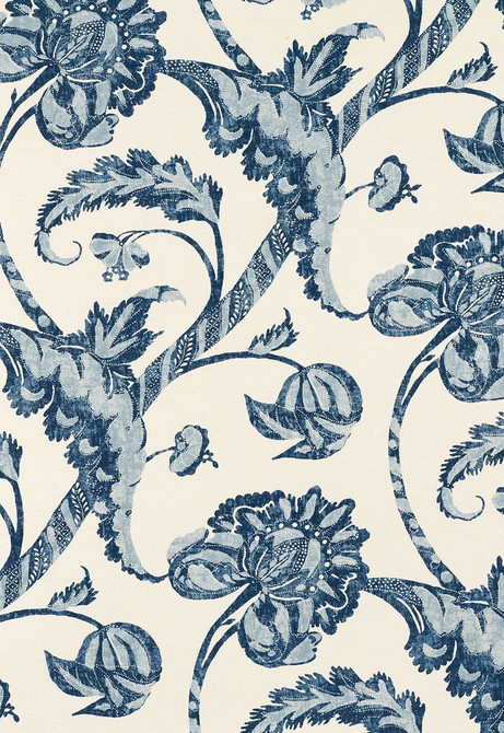 Schumacher Fabric Vallier Vine Indigo 173772 Matthew-Patrick-Smyth 69% Linen, 31% Cotton - Horizontal: 27 and Vertical: 36 54 - My Fabric Connection -