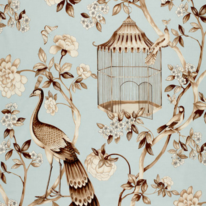 Schumacher Fabric Oiseaux Et Fleurs Mineral 173440 SCHUMACHER PRINTS See Sample ITALY LIGHT DUTY </p><p>Repeat: Horizontal: 27" (69CM) and Vertical: 36" (91CM) 54" WIDE (137CM) - My Fabric Connection -