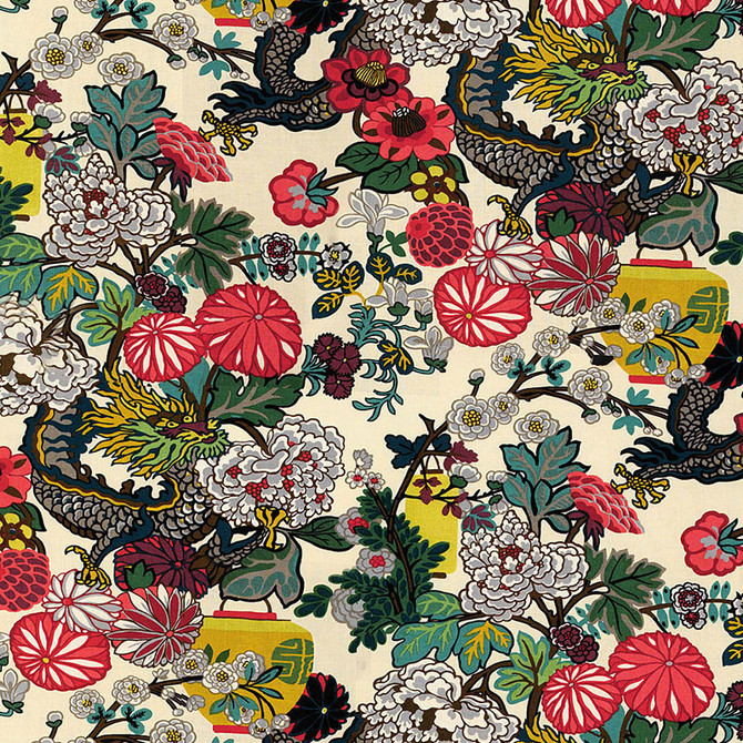 Schumacher Fabric Chiang Mai Dragon Alabaster 173273 PRINT HAPPY See Sample UNITED KINGDOM - </p><p>Repeat: Horizontal: 27" (69CM) and Vertical: 45 1/2" (116CM) 54" (137CM) - My Fabric Connection -