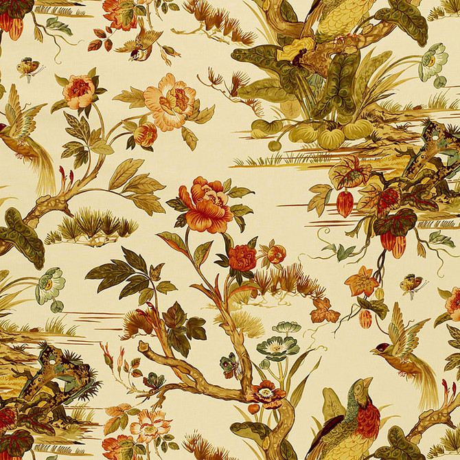 Schumacher Fabric Le Faisan Chinoiserie Spice 173082 SCHUMACHER PRINTS S05 See Sample FRANCE NOT APPLICABLE </p><p>Repeat: Horizontal: 27" (69CM) and Vertical: 30 7/8" (78CM) 54" WIDE (137CM) - My Fabric Connection -