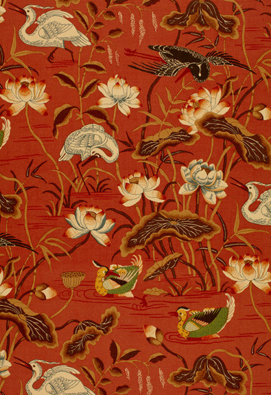 Schumacher Fabric Lotus Garden Lacquer 172930 Schumacher-Classics 100% Linen - Horizontal: 27 and Vertical: 43.75 53.5 - My Fabric Connection -
