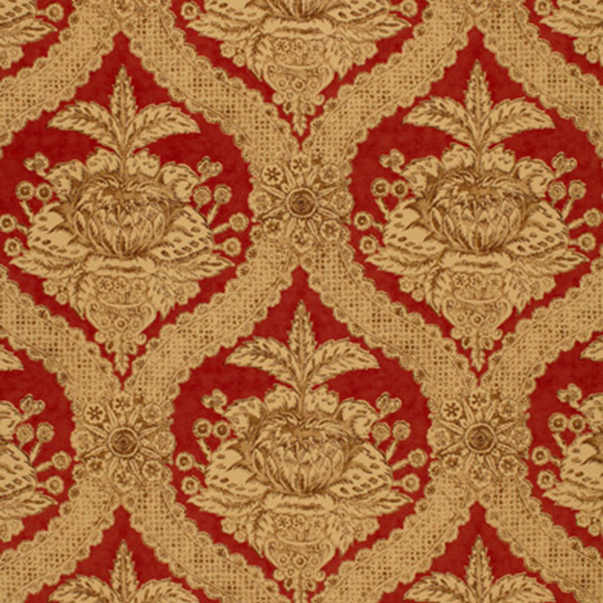 Schumacher Fabric Haddon Hall Damask Venetian Red 172781 THE LIBRAY COLLECTION COTTON 100% UNITED KINGDOM </p><p>Repeat: Horizontal: 9" (23CM) and Vertical: 23 3/4" (60CM) 54 - My Fabric Connection -